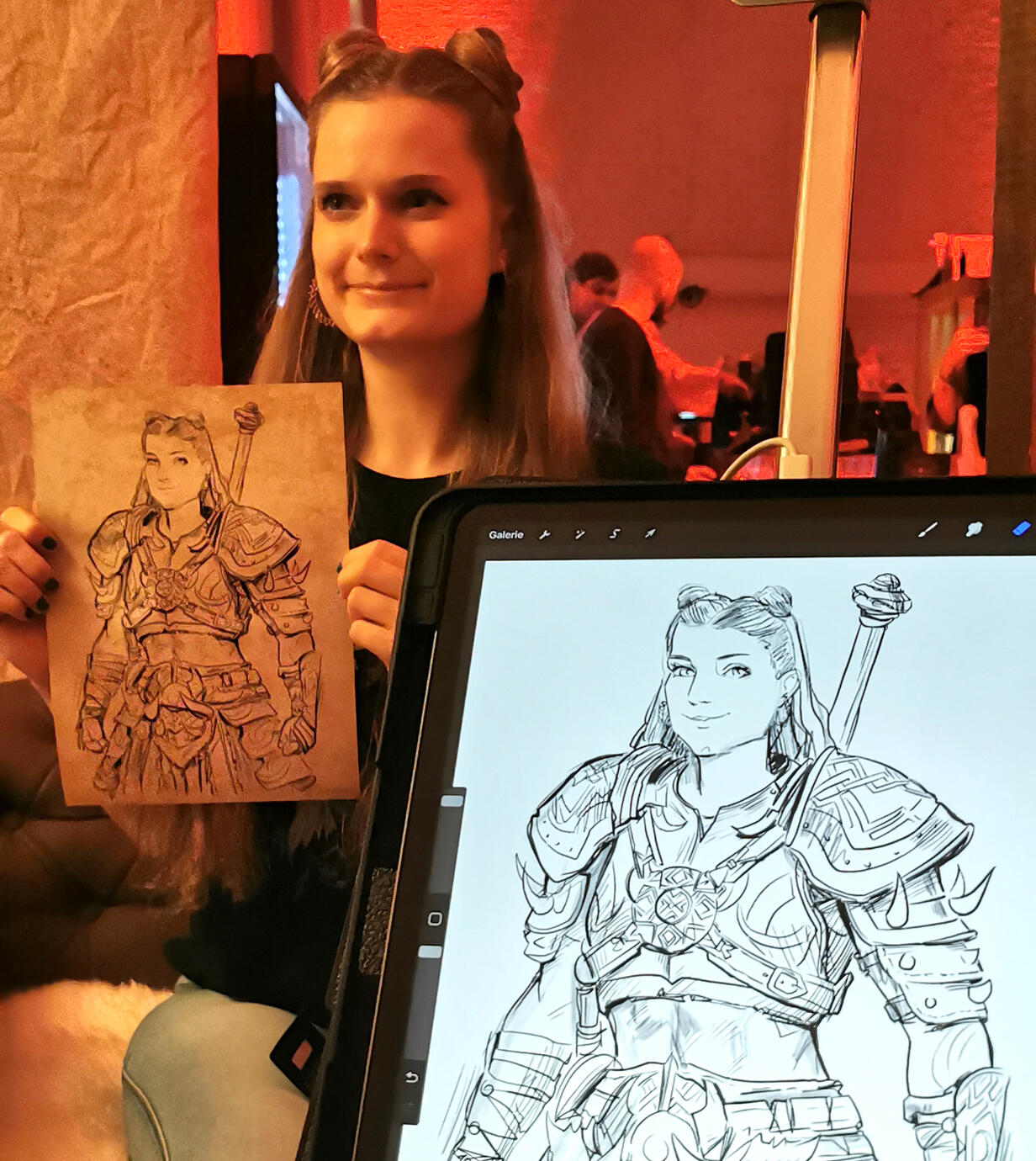 ゲームイベント(Blizzard)でのキャラクター似顔絵。お客様をゲームキャラとして描く実演 - 似顔絵師マキシム シモネンコ